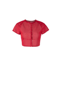 Short-sleeved knitted Discobole cardigan - Dark Red
