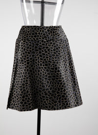 Short two-tone printed leather skirt - Black & Indigo