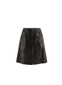 Short two-tone printed leather skirt - Black & Indigo