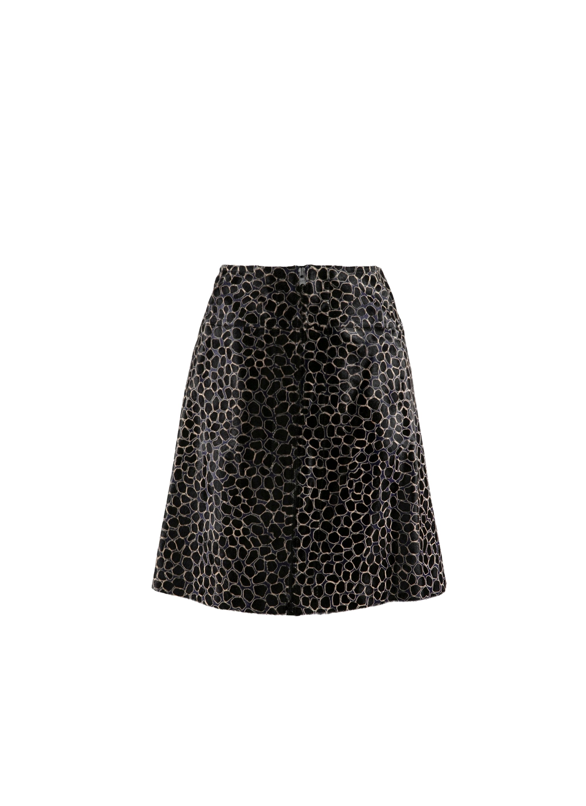 Short two-tone printed leather skirt - Black & Indigo