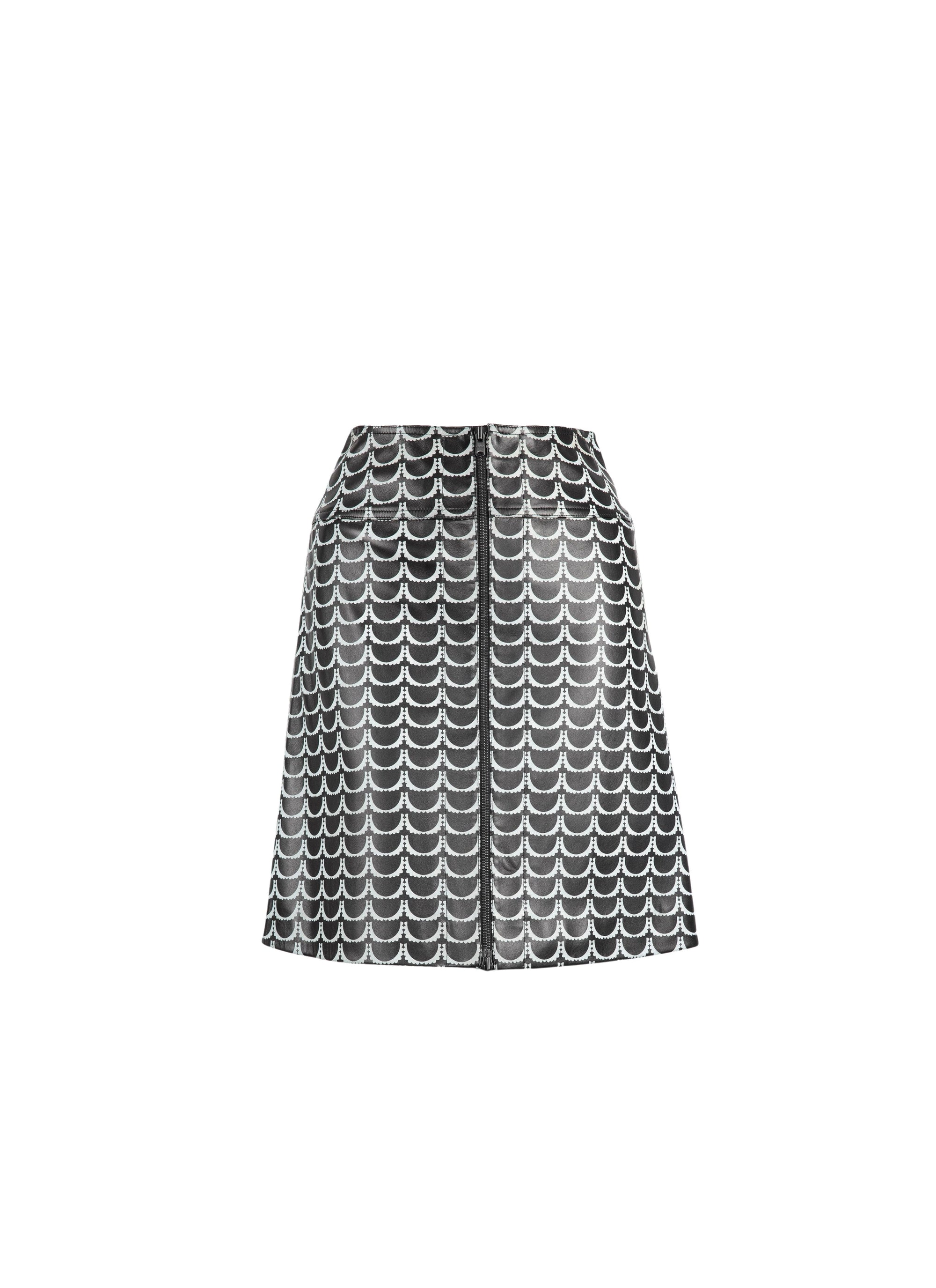 Jupe courte en cuir imprimée bicolore - Noir & Blanc