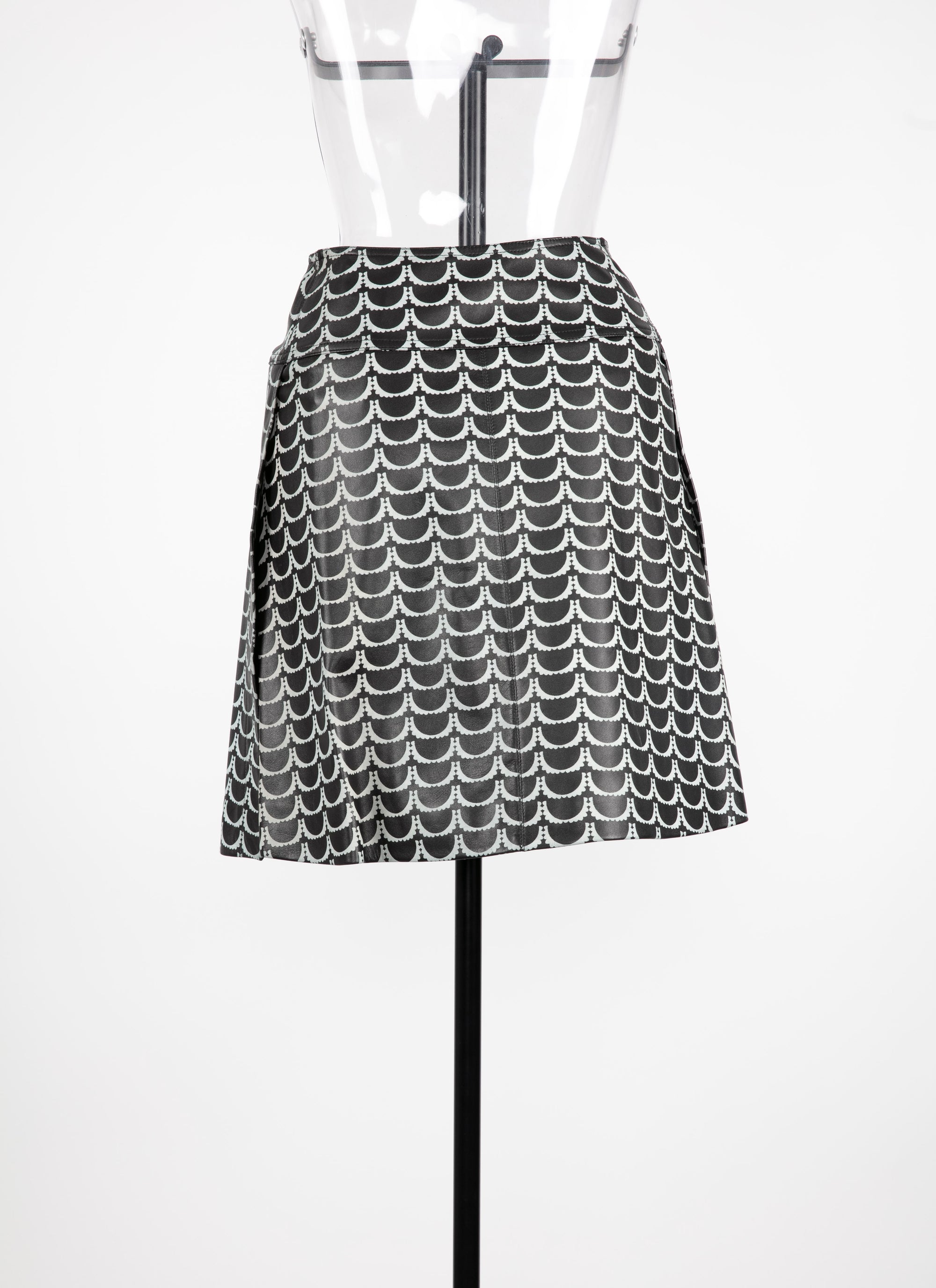 Jupe courte en cuir imprimée bicolore - Noir & Blanc