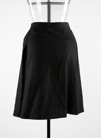 Wool skirt with zip and patch pockets - Black intense