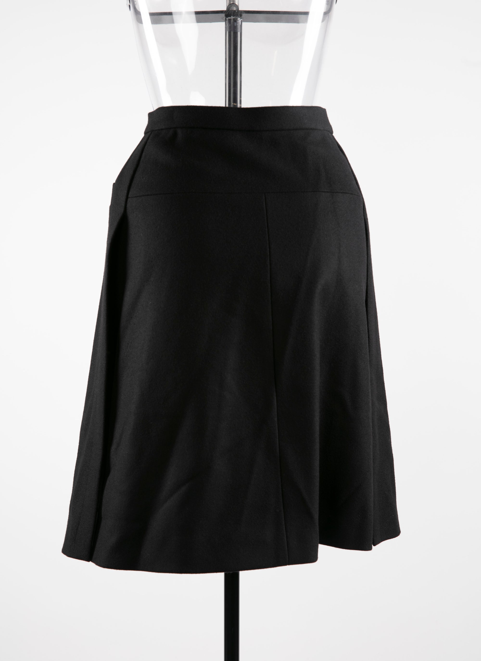 Wool skirt with zip and patch pockets - Black intense