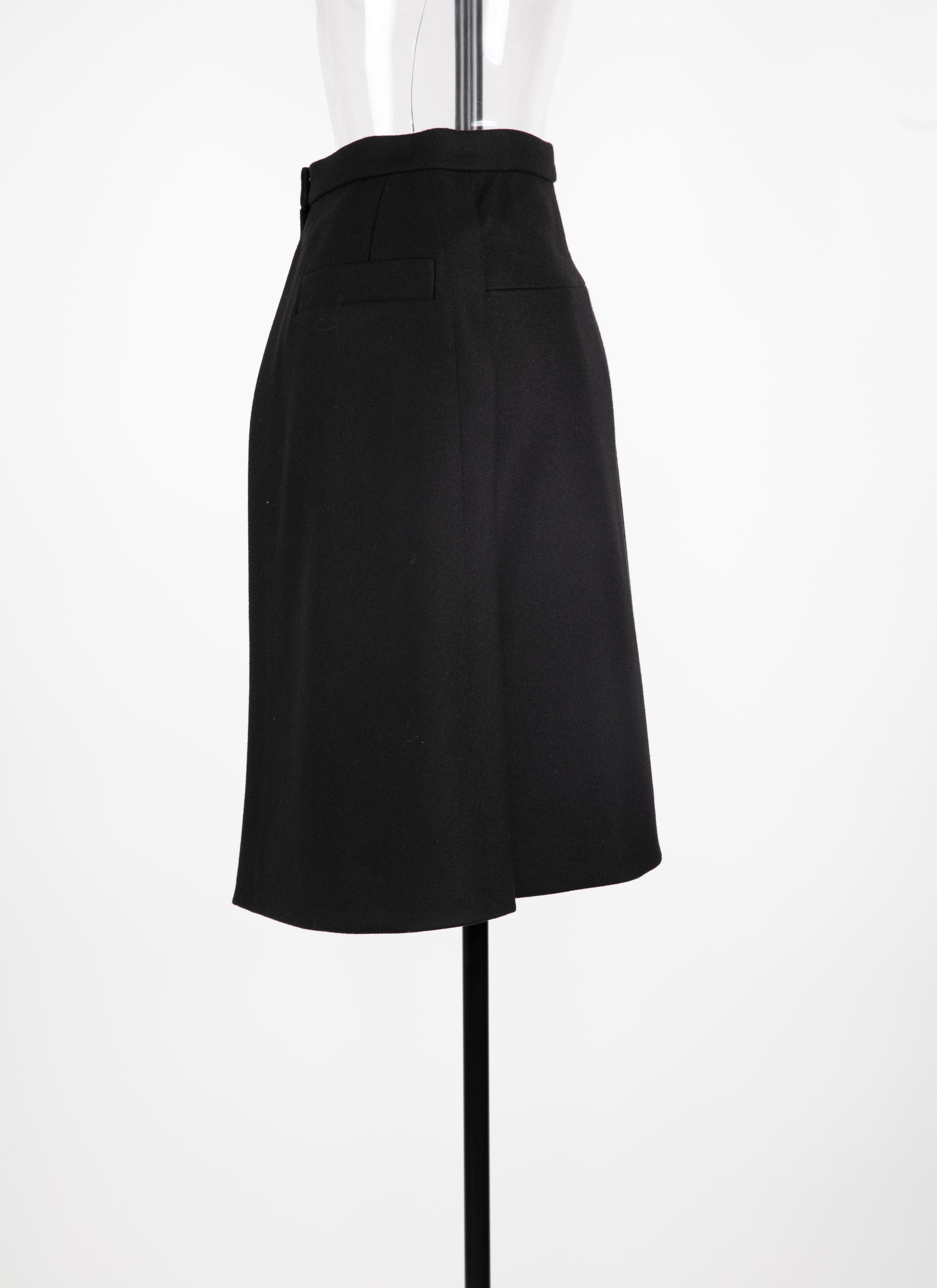 Wool skirt with zip and patch pockets - Black intense