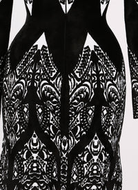 Tatoo knitted long sleeve dress - Black & Forest