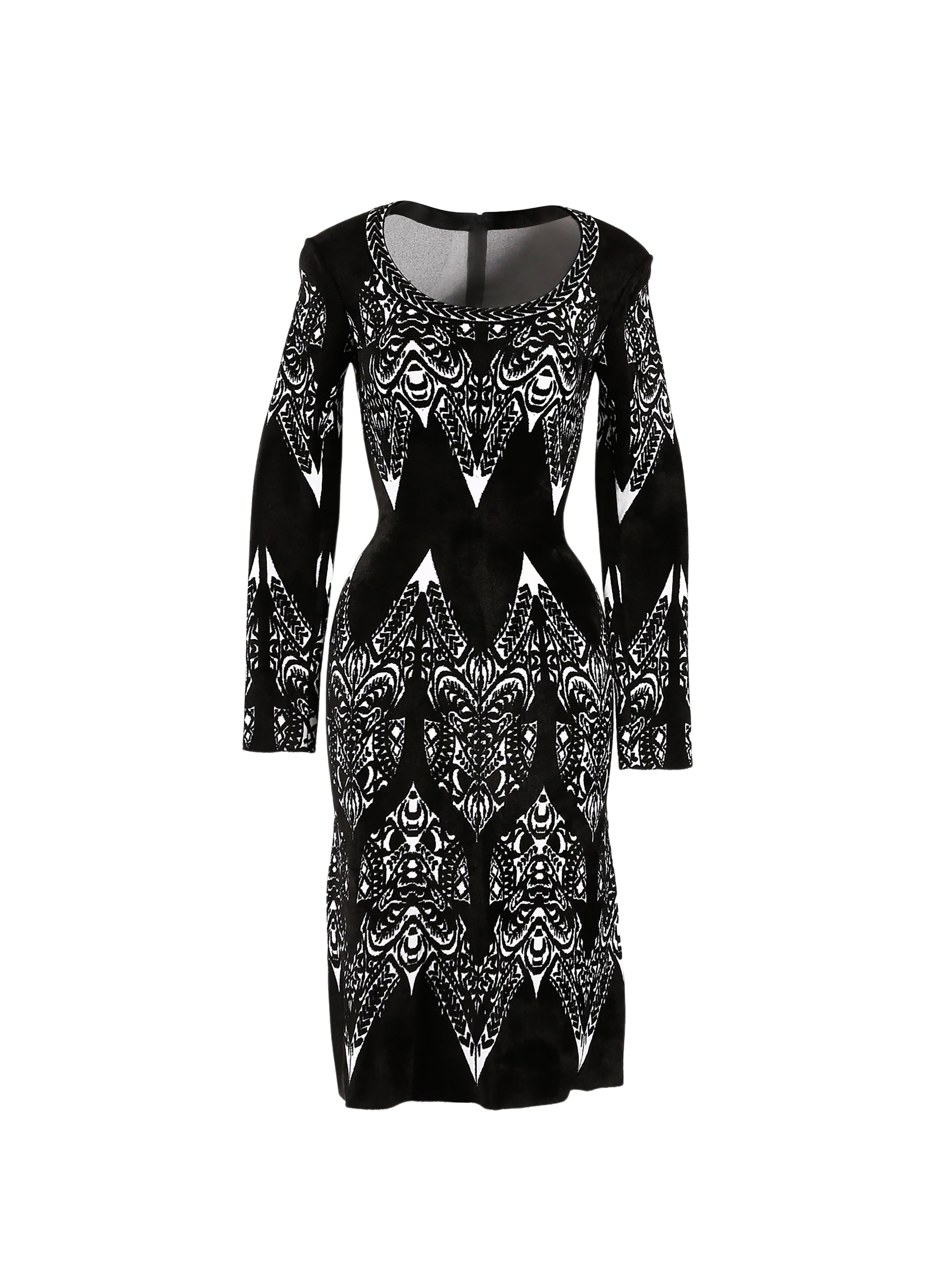 Tatoo knitted long sleeve dress - Black & Forest