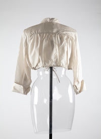 Short silk shirt with long sleeves - Off White