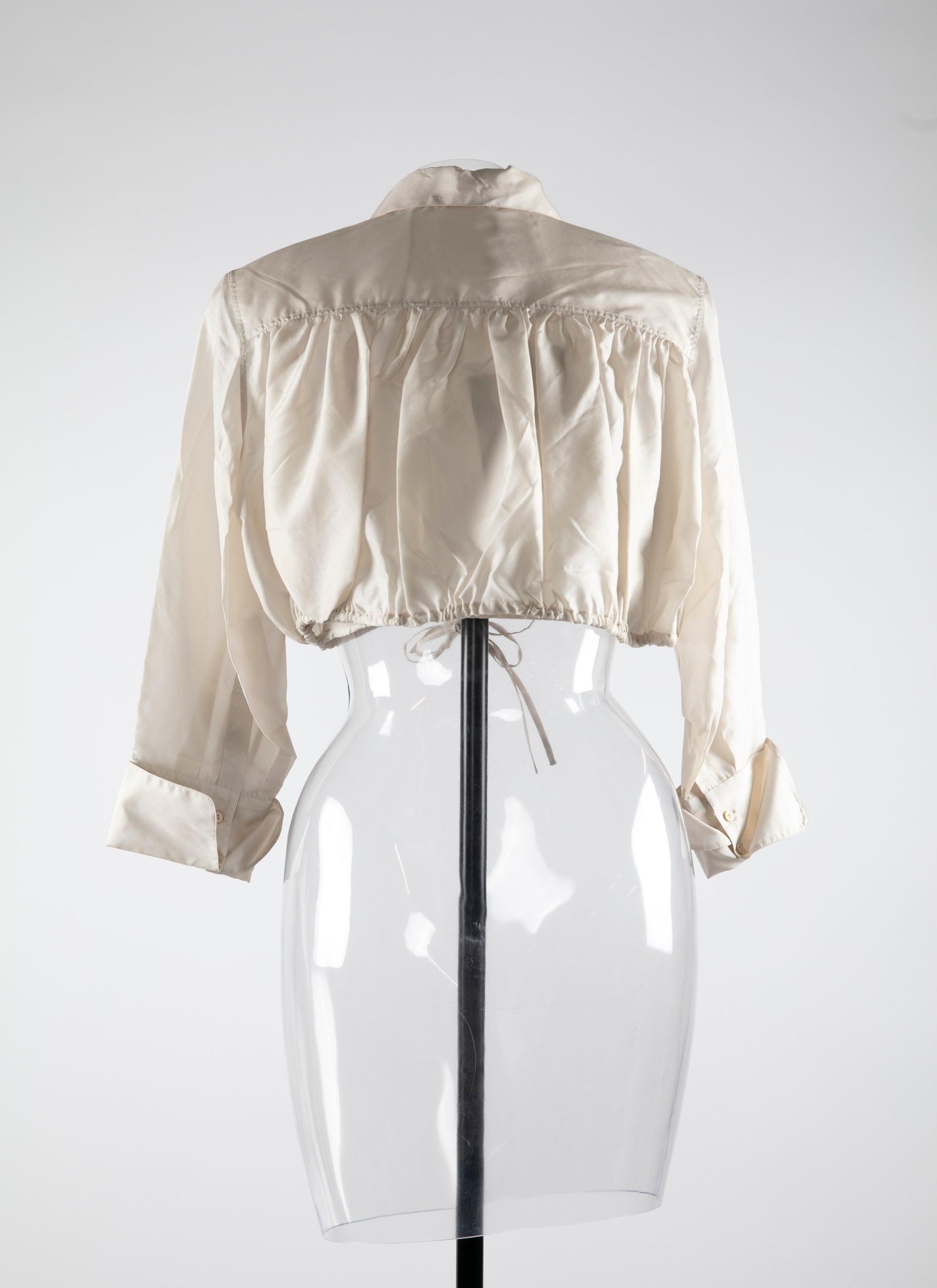 Short silk shirt with long sleeves - Off White