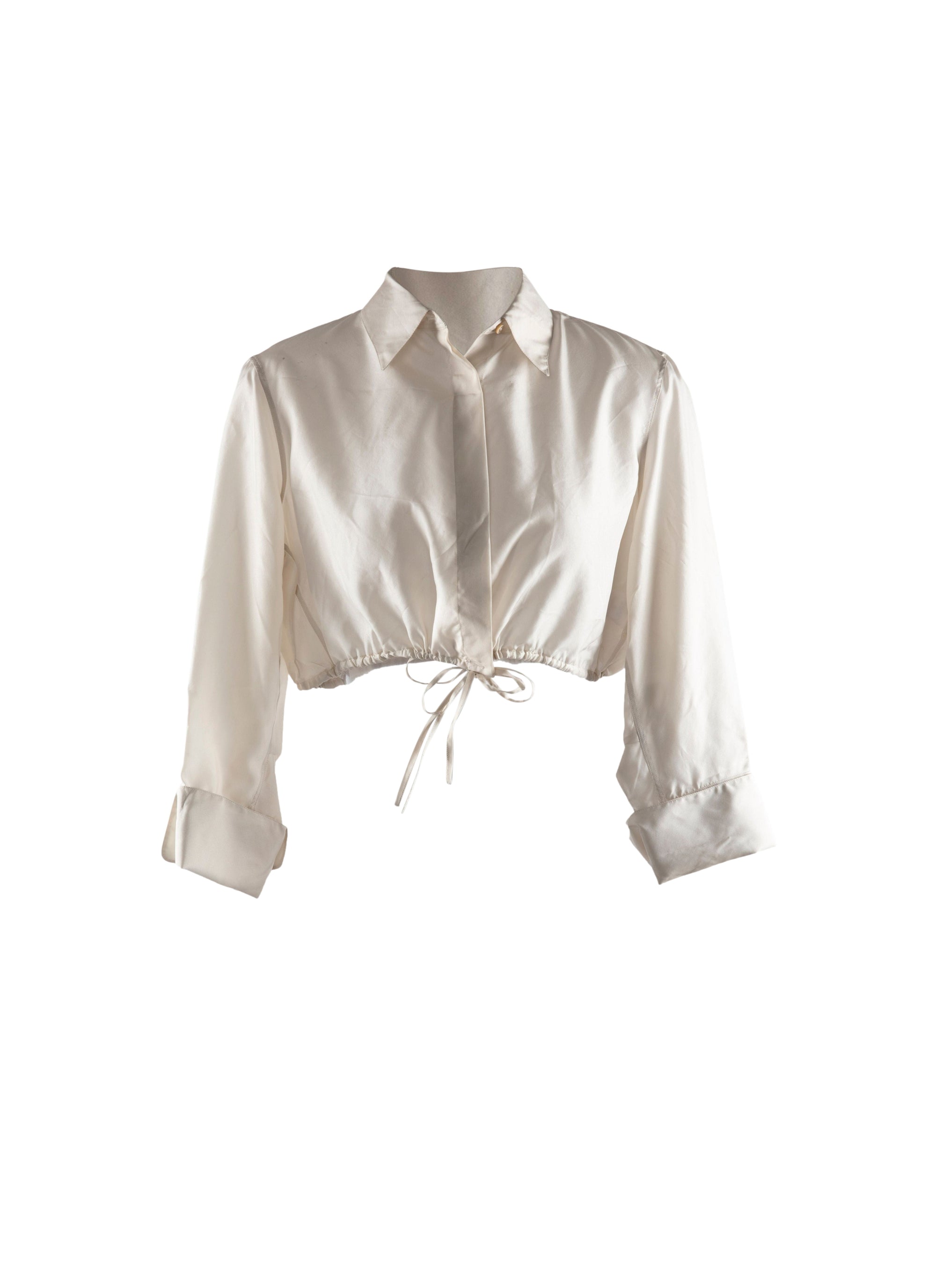 Short silk shirt with long sleeves - Off White