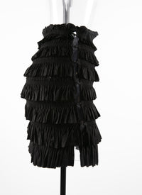 Short open skirt with gathers - Black intense