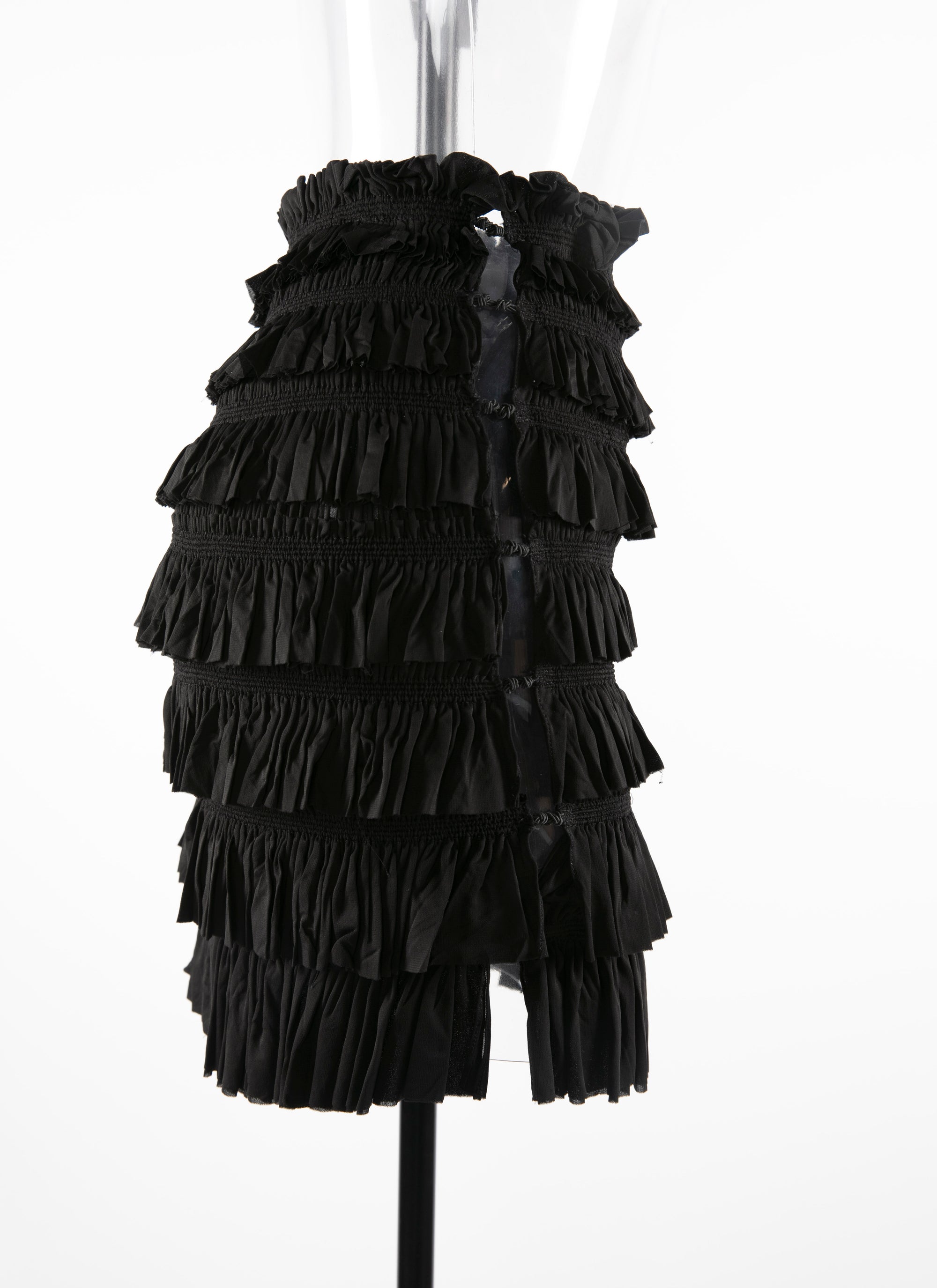 Short open skirt with gathers - Black intense