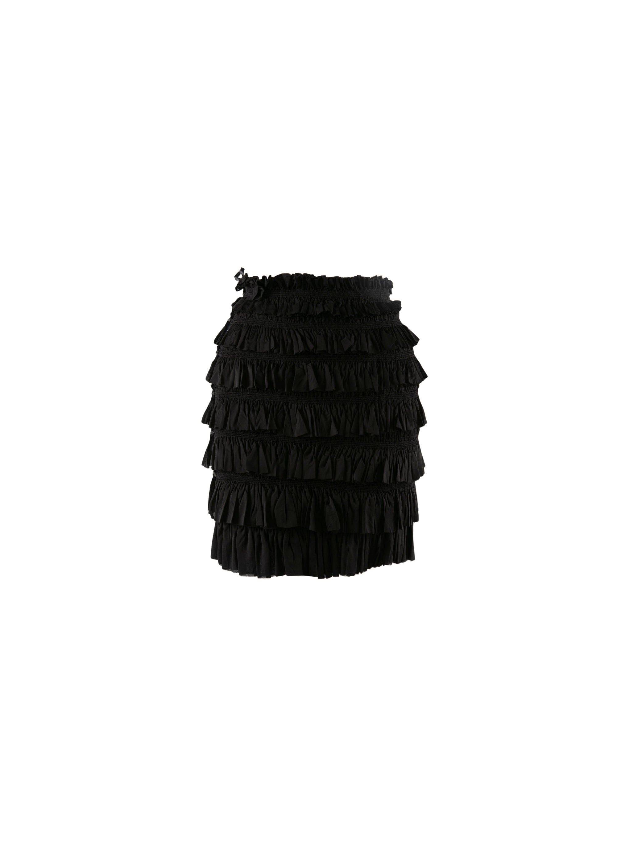 Short open skirt with gathers - Black intense