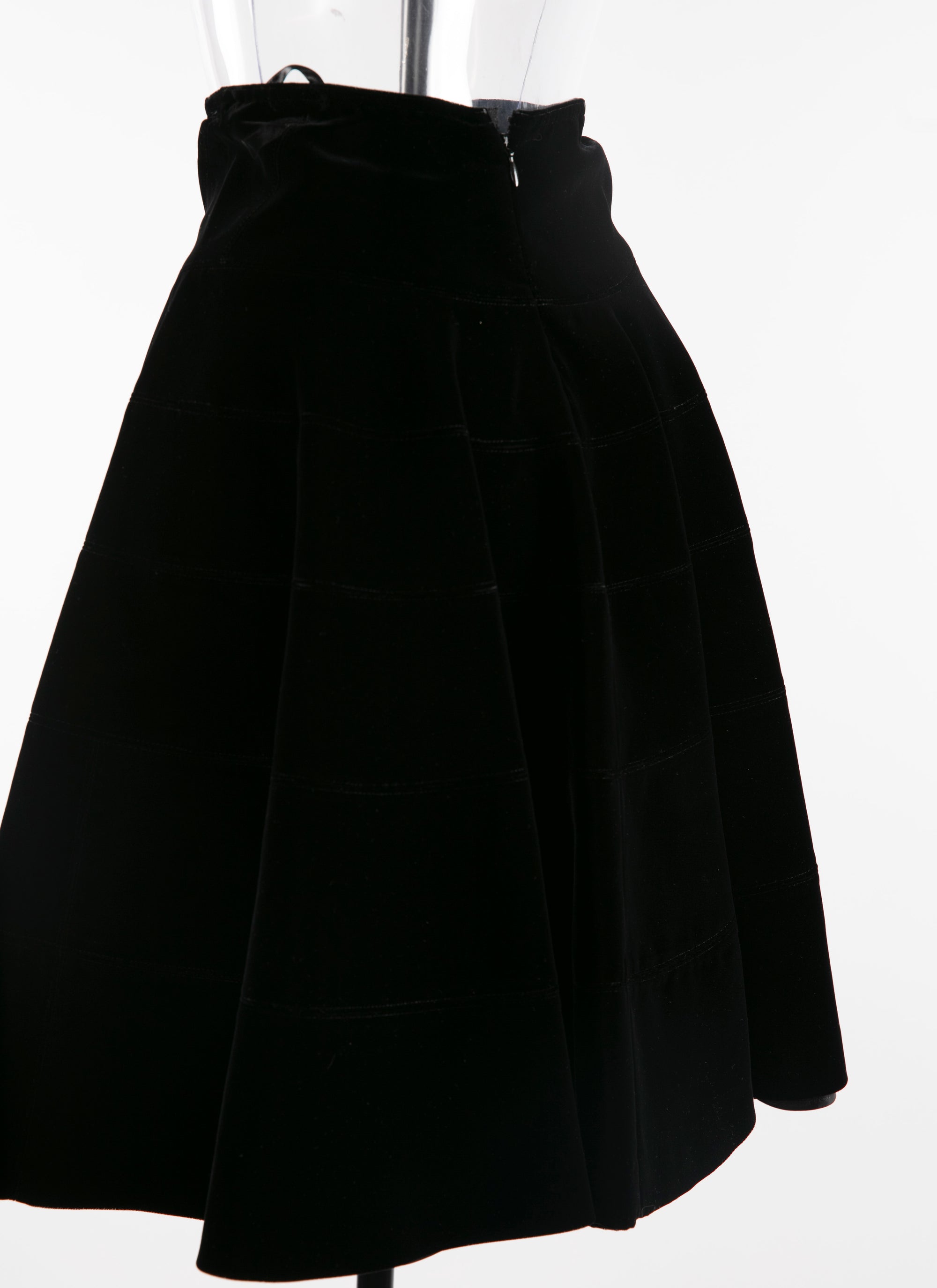 Plain mid-length skater skirt - Intense Black