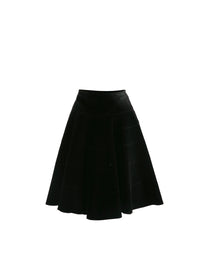 Plain mid-length skater skirt - Intense Black