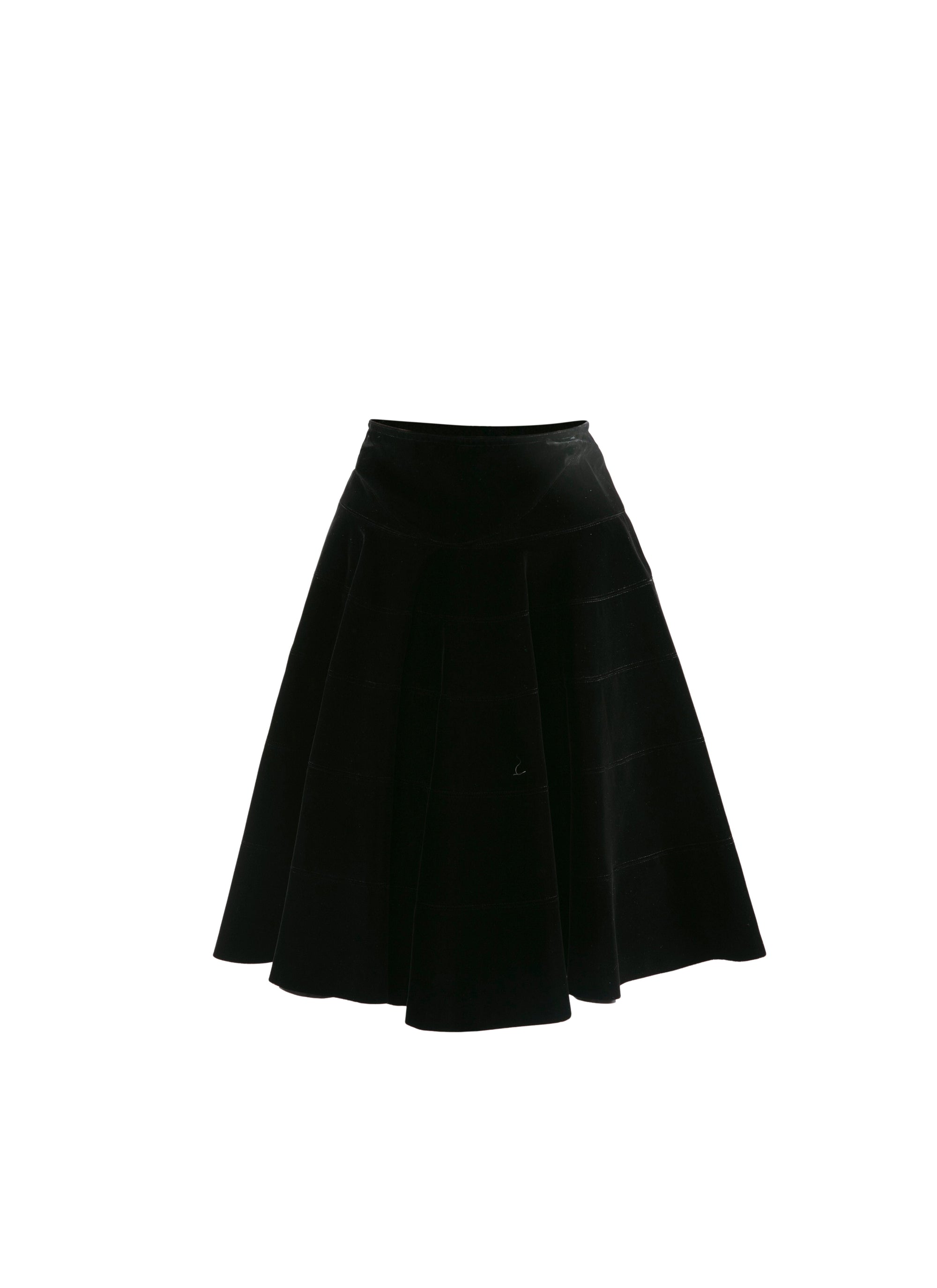 Plain mid-length skater skirt - Intense Black