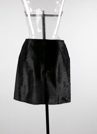 Plain leather mini skirt - Black intense