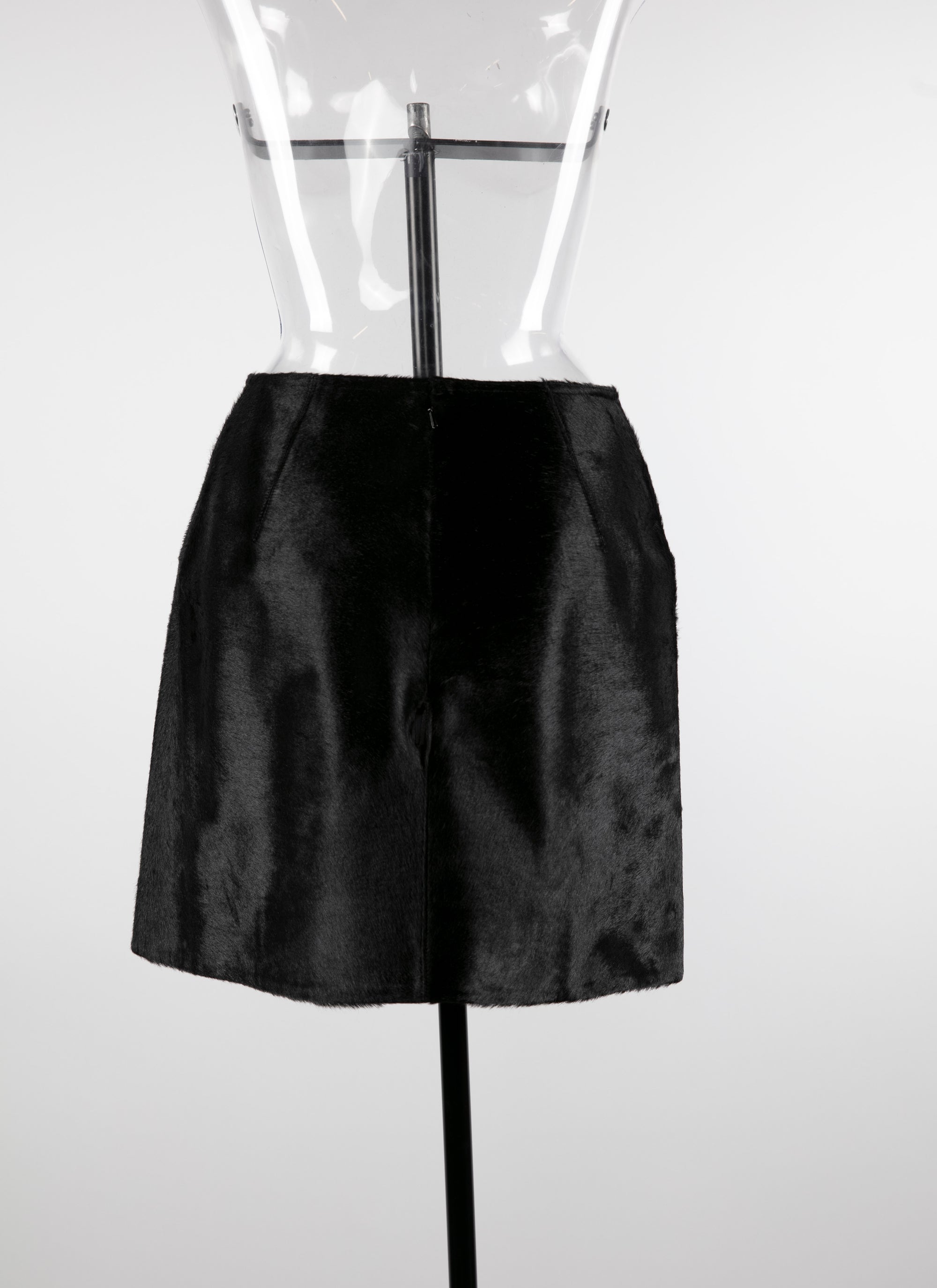 Plain leather mini skirt - Black intense