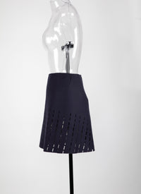 Short skirt with openwork detail in wool - Sapphire