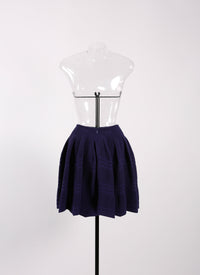 Short wool piqué skirt - Indigo