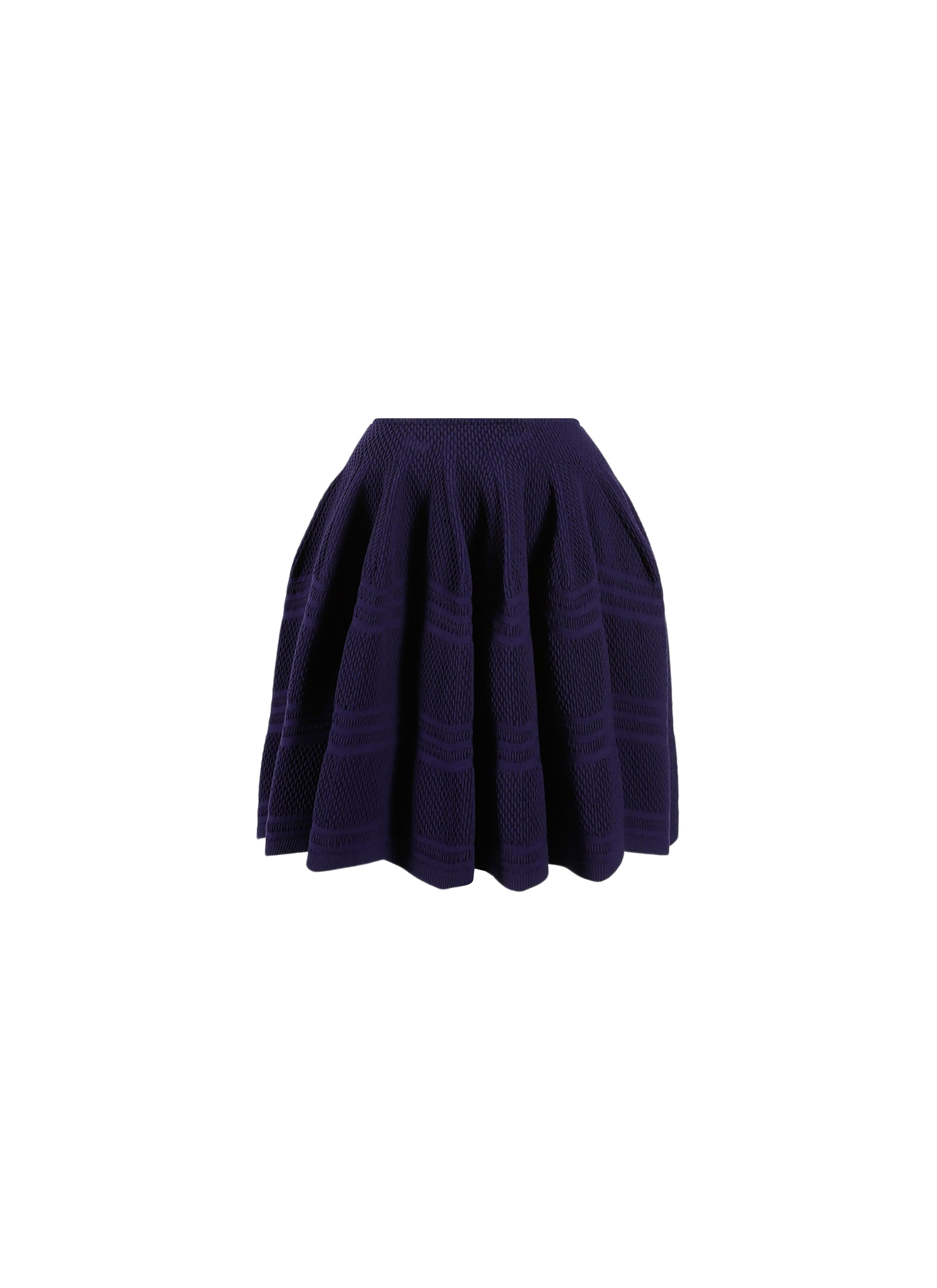 Short wool piqué skirt - Indigo