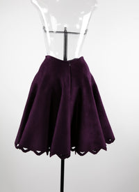 Short skirt in velvet with open hem - Violet