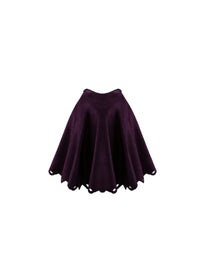 Short skirt in velvet with open hem - Violet