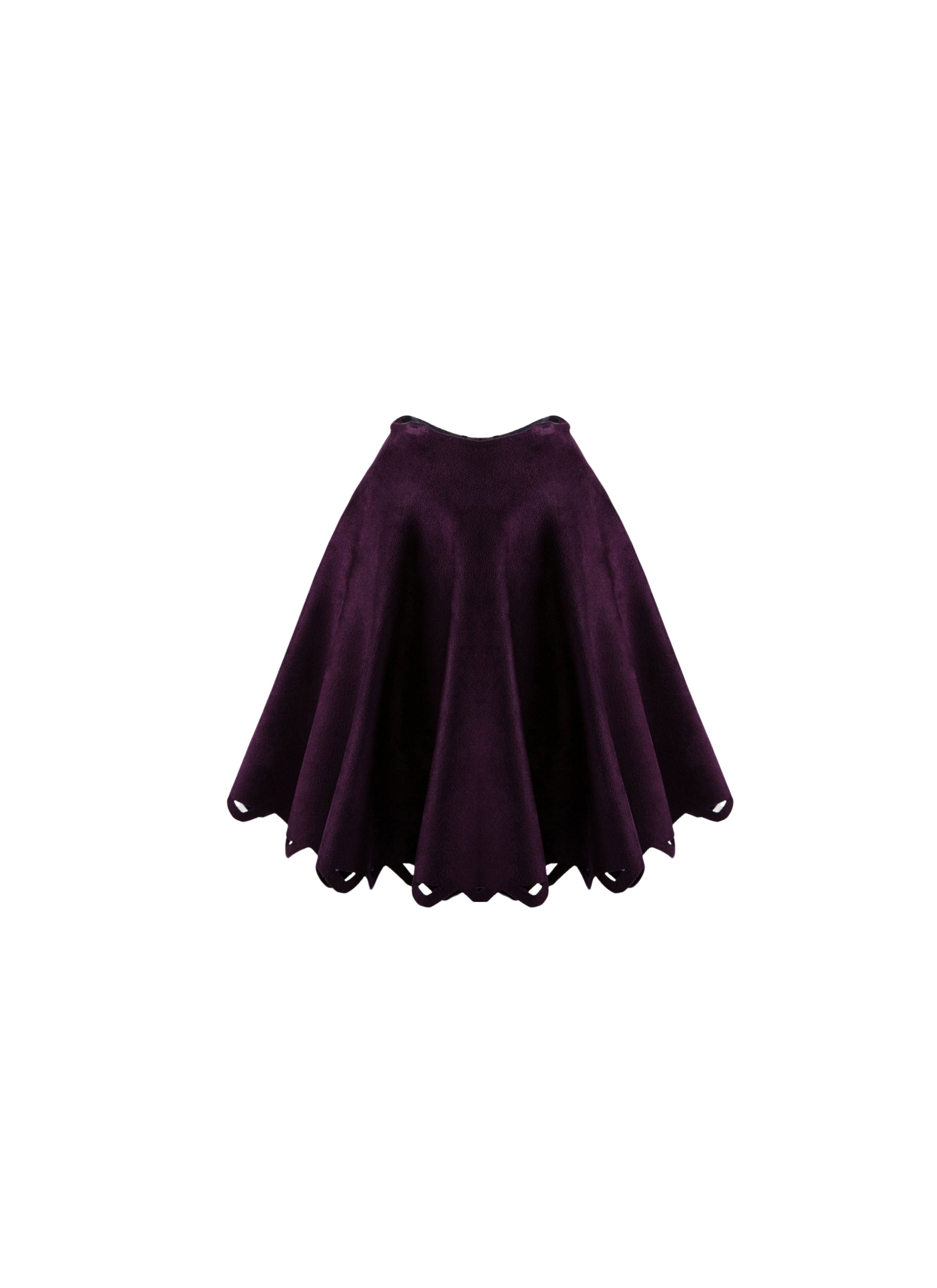 Short skirt in velvet with open hem - Violet