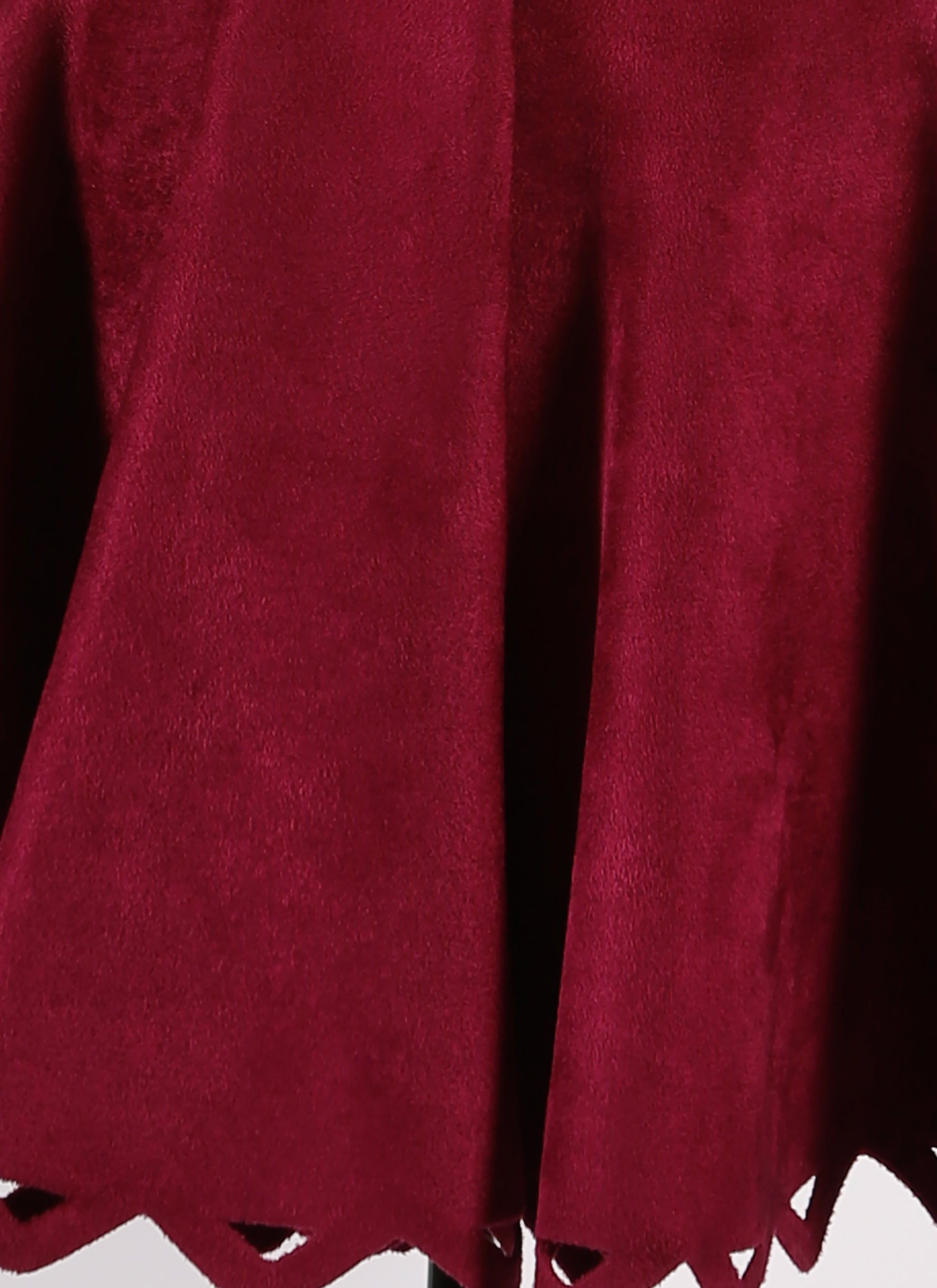 Jupe courte en velours bord ajouré - Rose Fuchsia