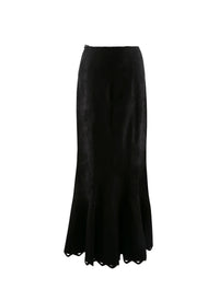 Long fitted skirt with openwork hem - Black intense