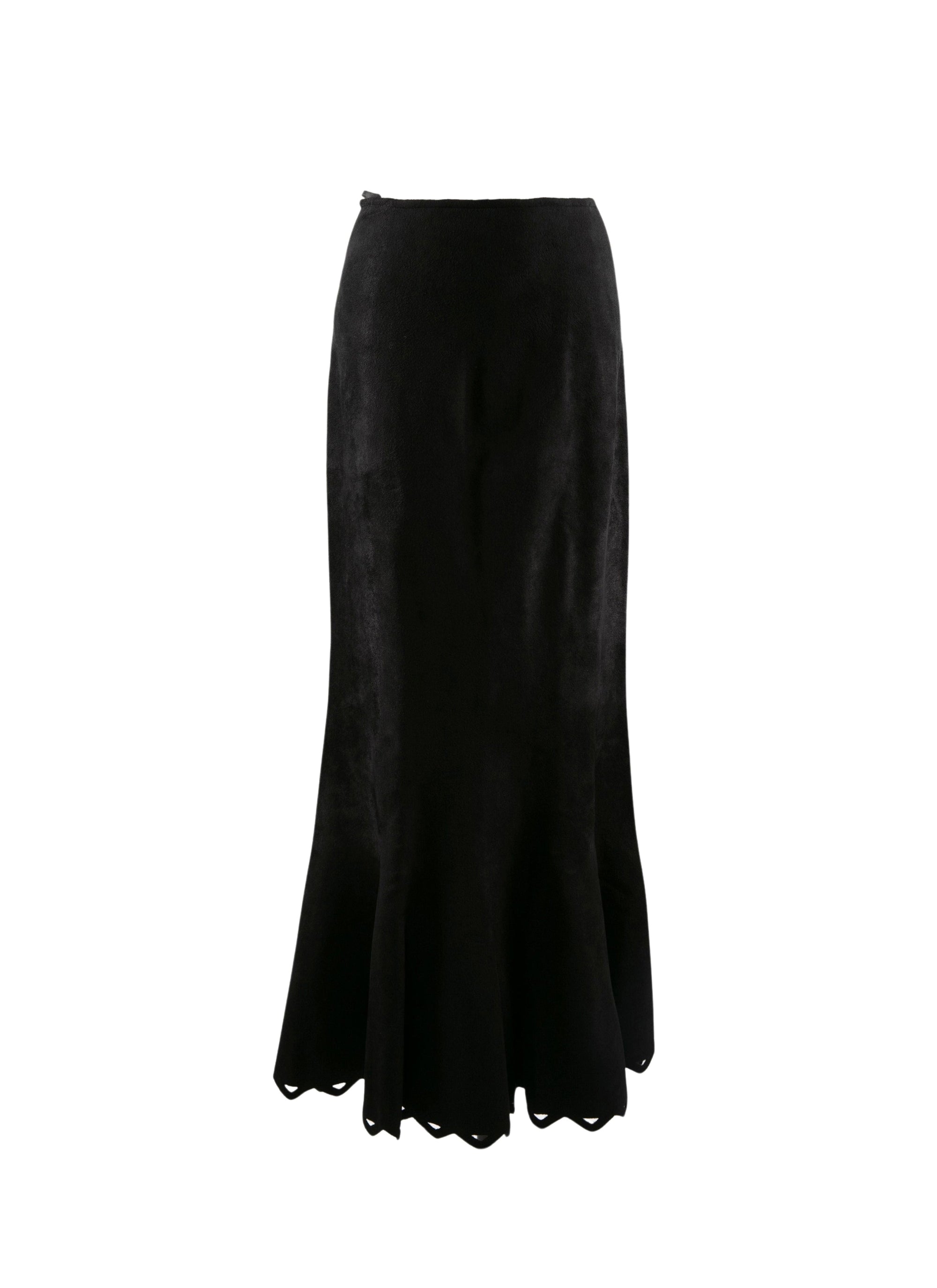 Long fitted skirt with openwork hem - Black intense
