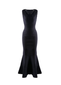Sleeveless openwork mermaid dress - Dark Navy