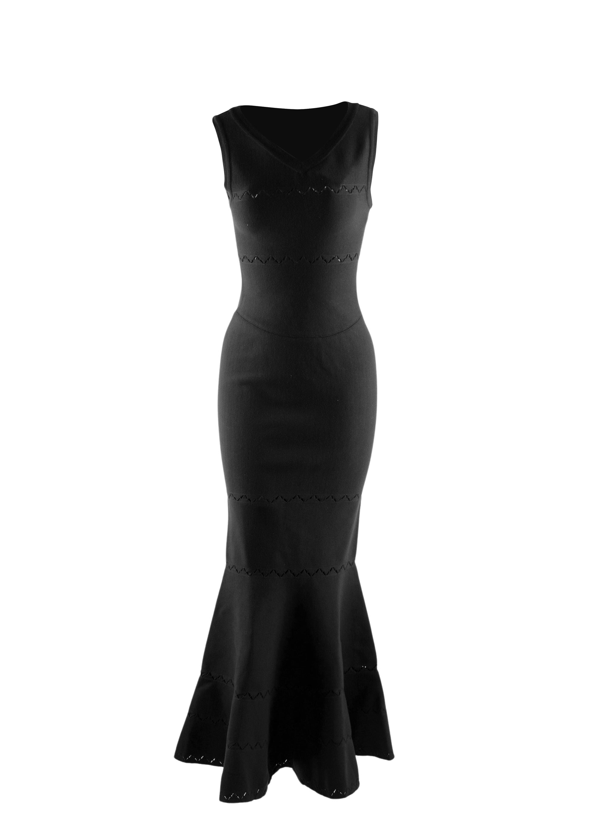 Sleeveless openwork mermaid dress - Black intense
