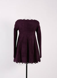 Baby-doll dress with long Trigone sleeves - Aubergine