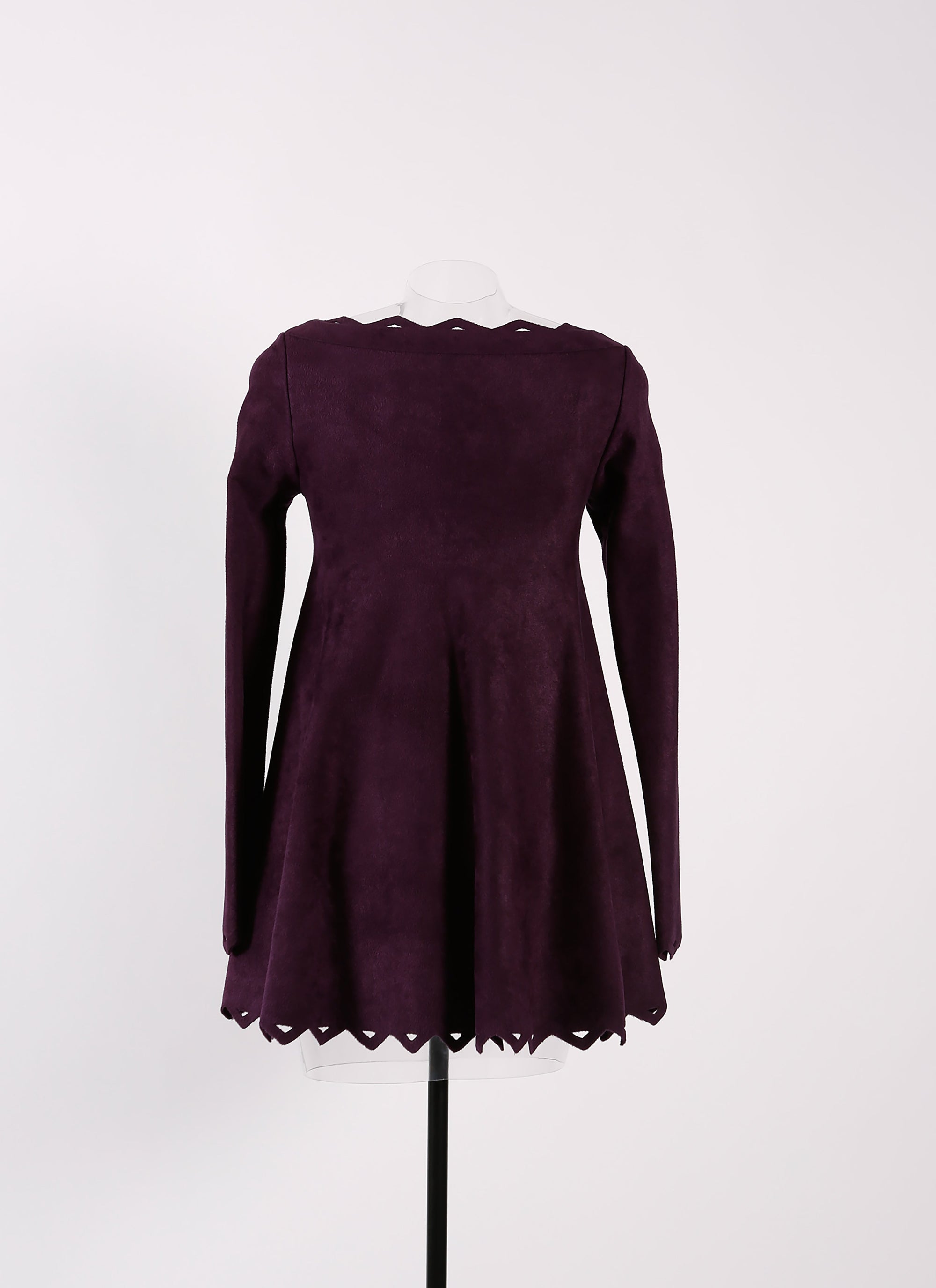 Baby-doll dress with long Trigone sleeves - Aubergine