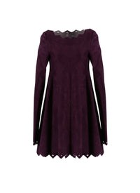 Baby-doll dress with long Trigone sleeves - Aubergine