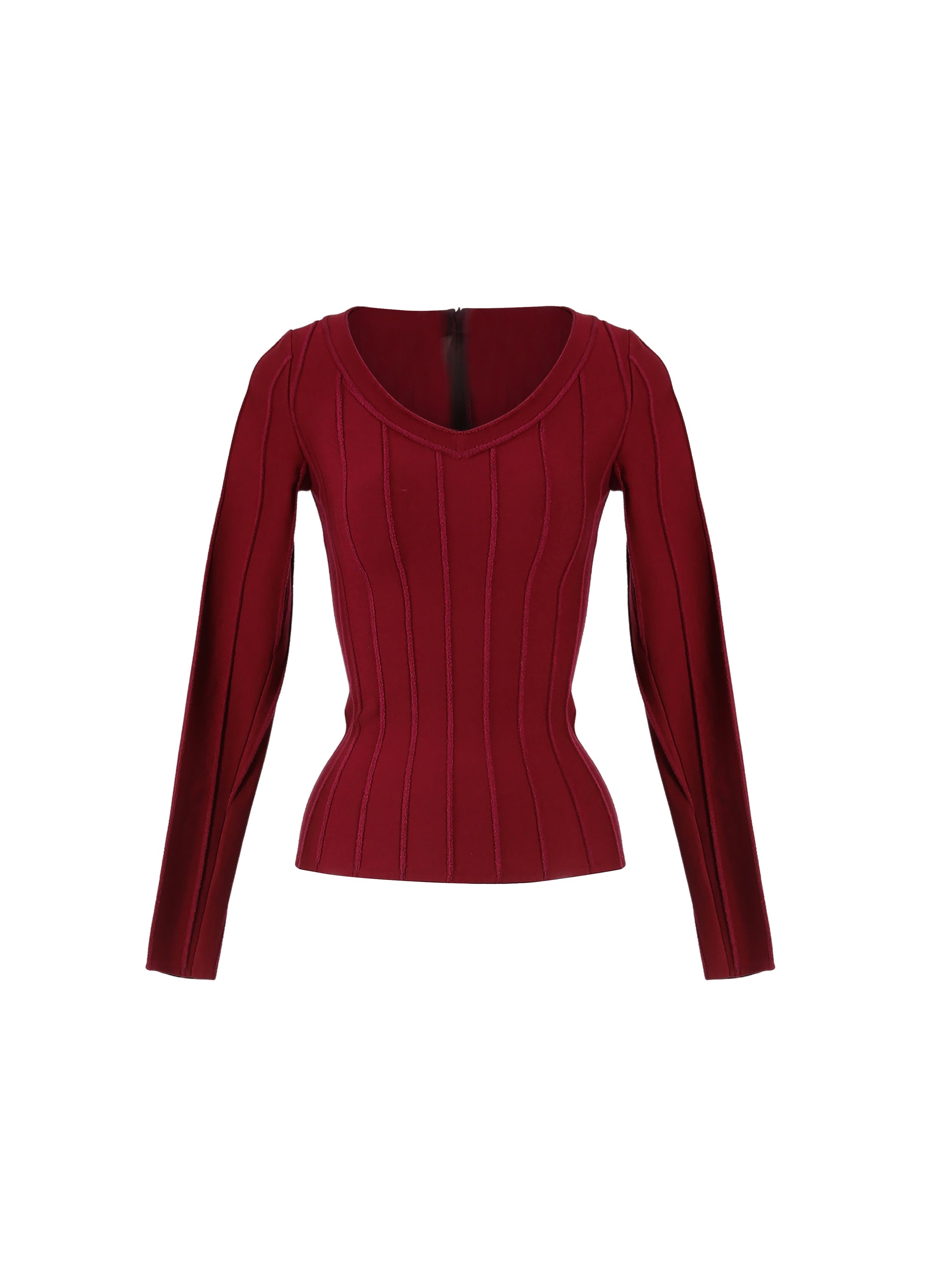Pull à manches longues à motif rosace en laine - Bordeaux