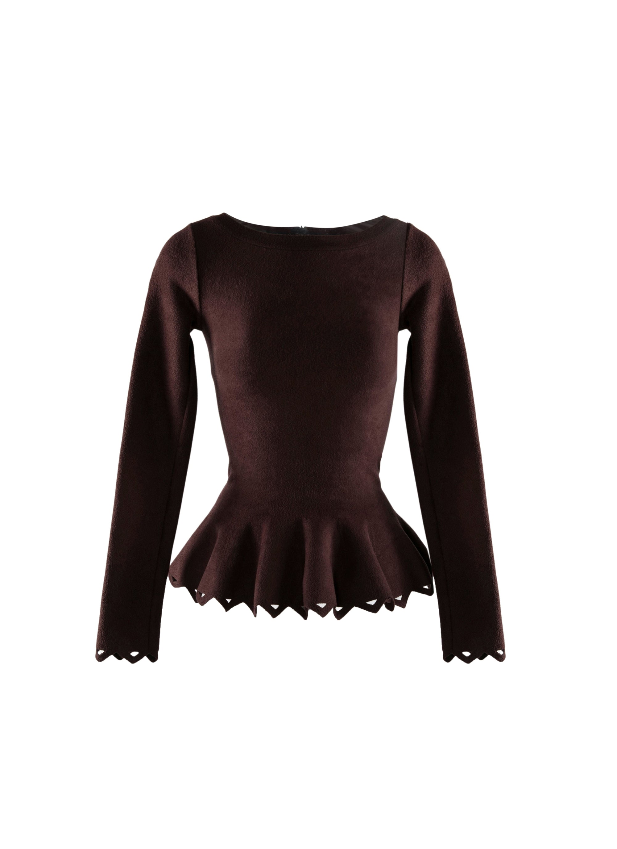 Pull à manches longues Trigone en maille - Marron Moyen