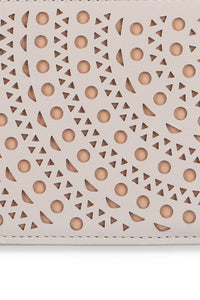 Openwork zipped card holder in leather - Pearl & Sand