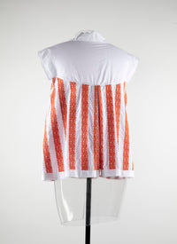 Art Deco short sleeve shirt - White & Orange
