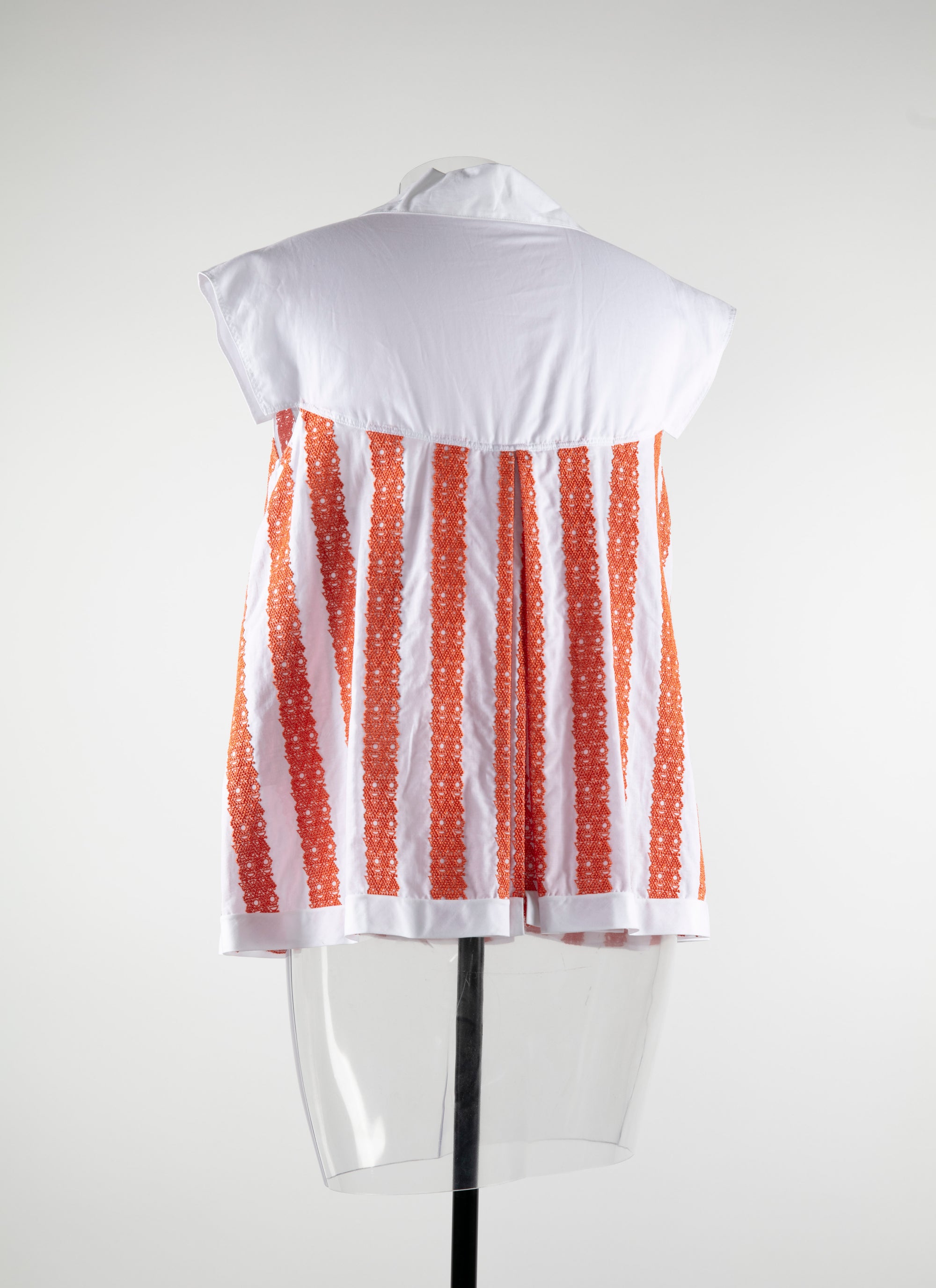 Art Deco short sleeve shirt - White & Orange