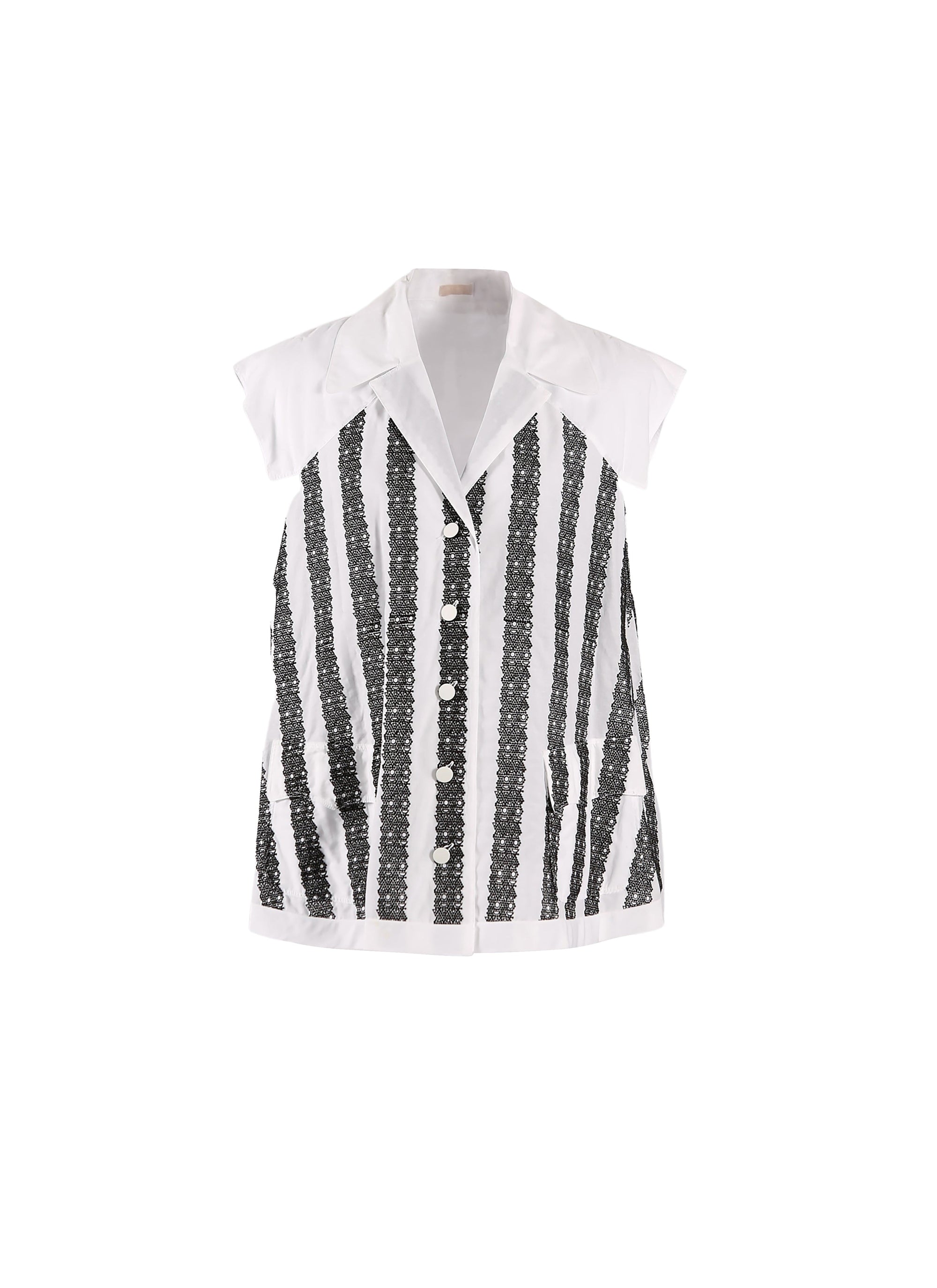 Art Deco short sleeve shirt - White & Black