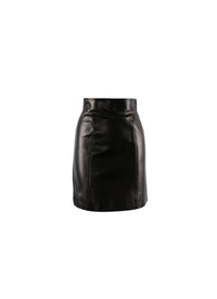 Short leather skirt with couture detail - Intense Black