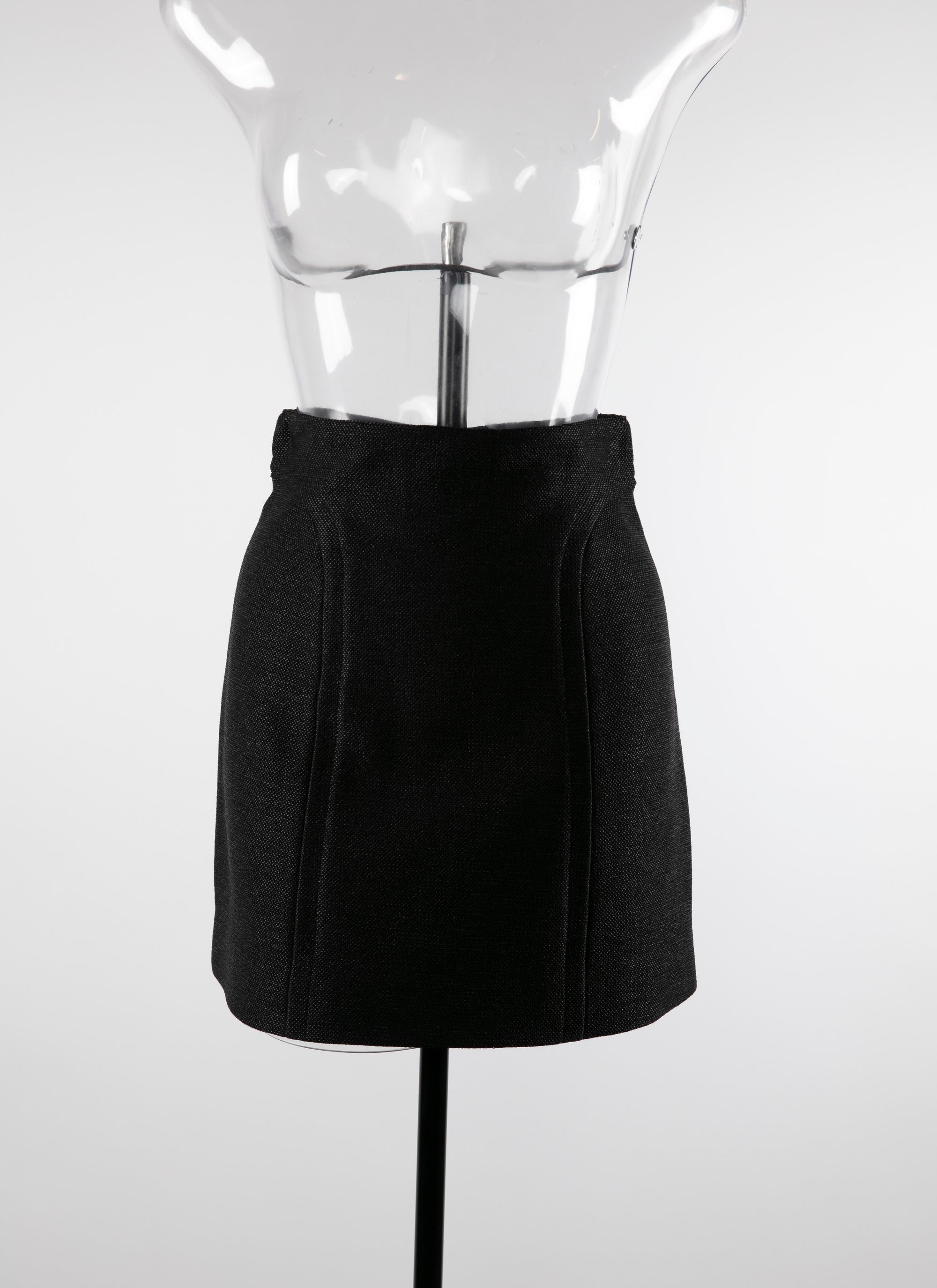 Plain mini skirt with seam detail - Intense Black