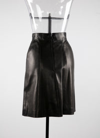 Straight leather skirt with seam detail - Intense Black
