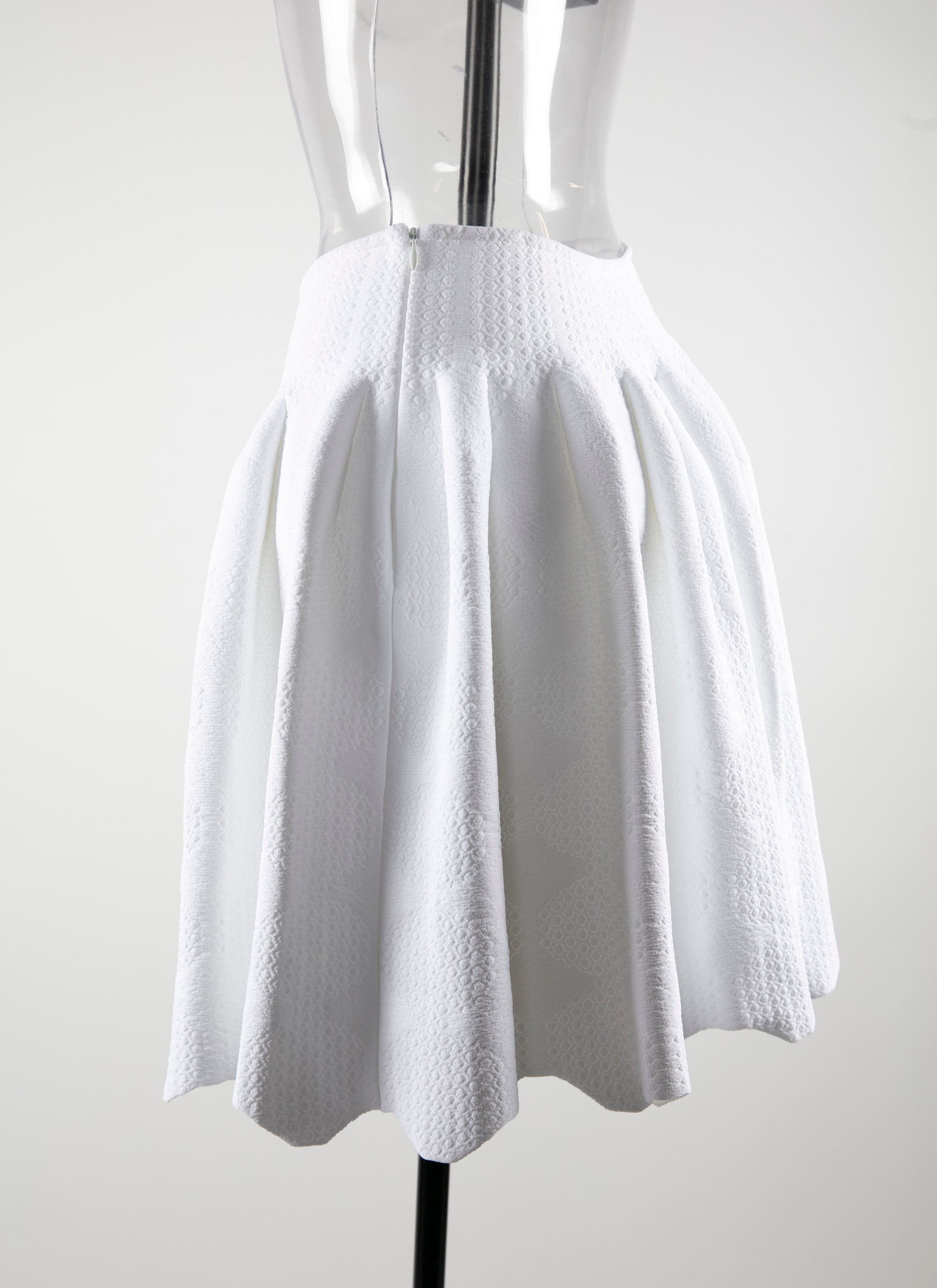 Short textured skater skirt - White