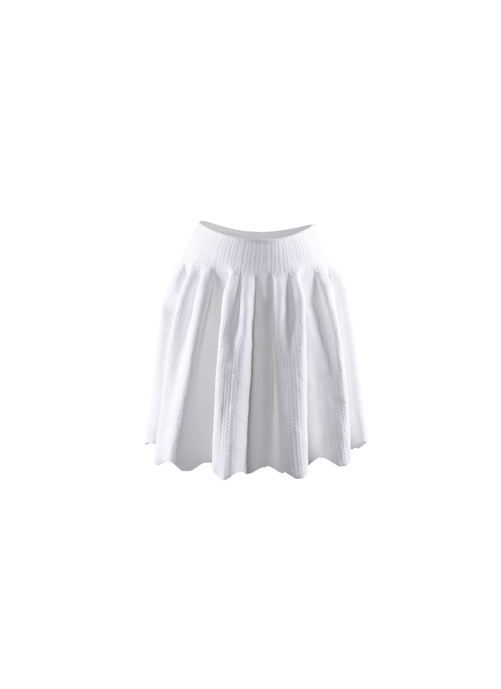 Short textured skater skirt - White