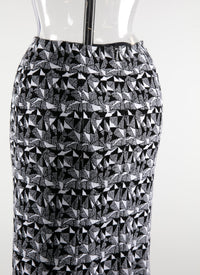 Long skirt with geometric print - Black & White