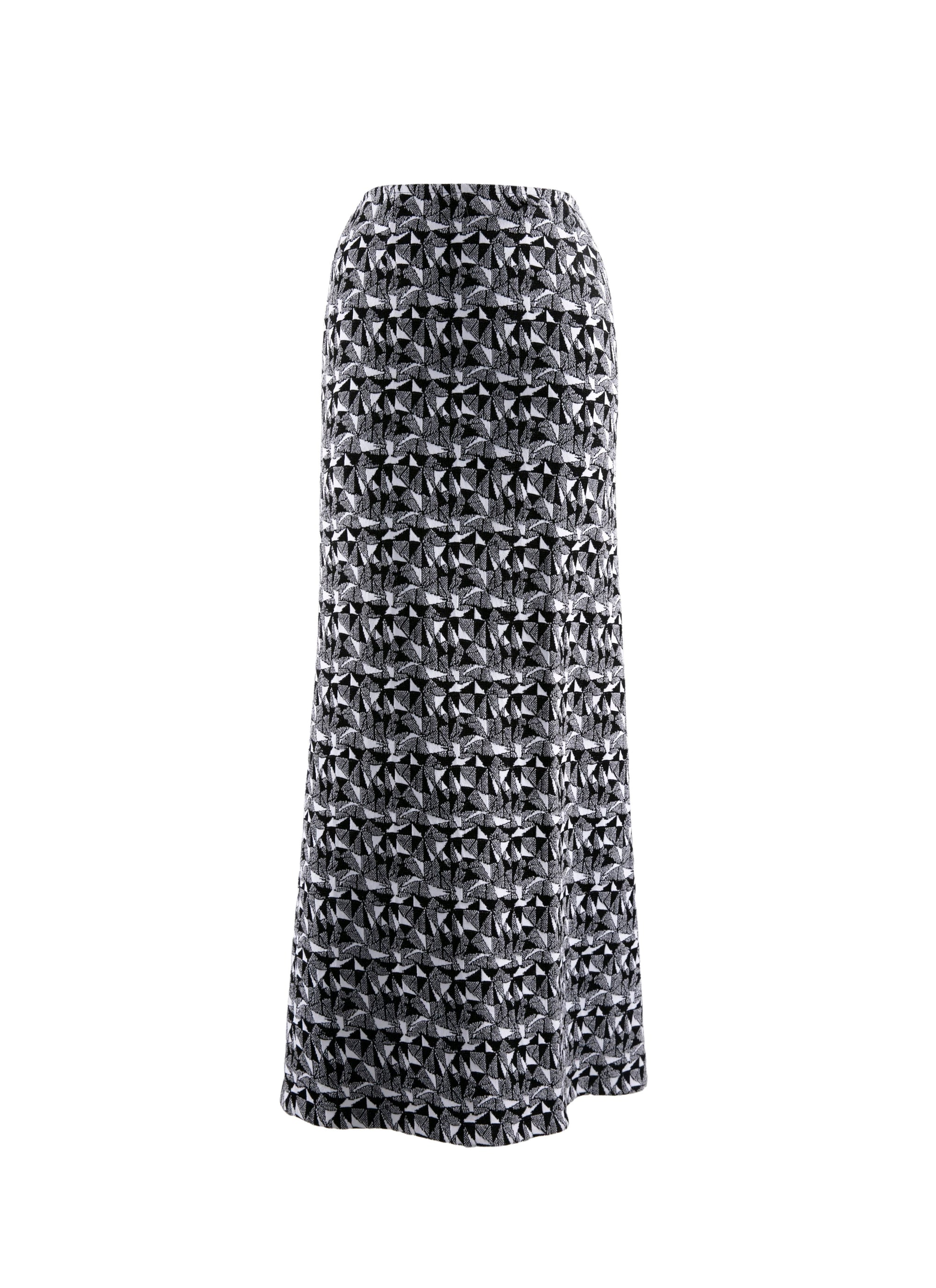 Long skirt with geometric print - Black & White