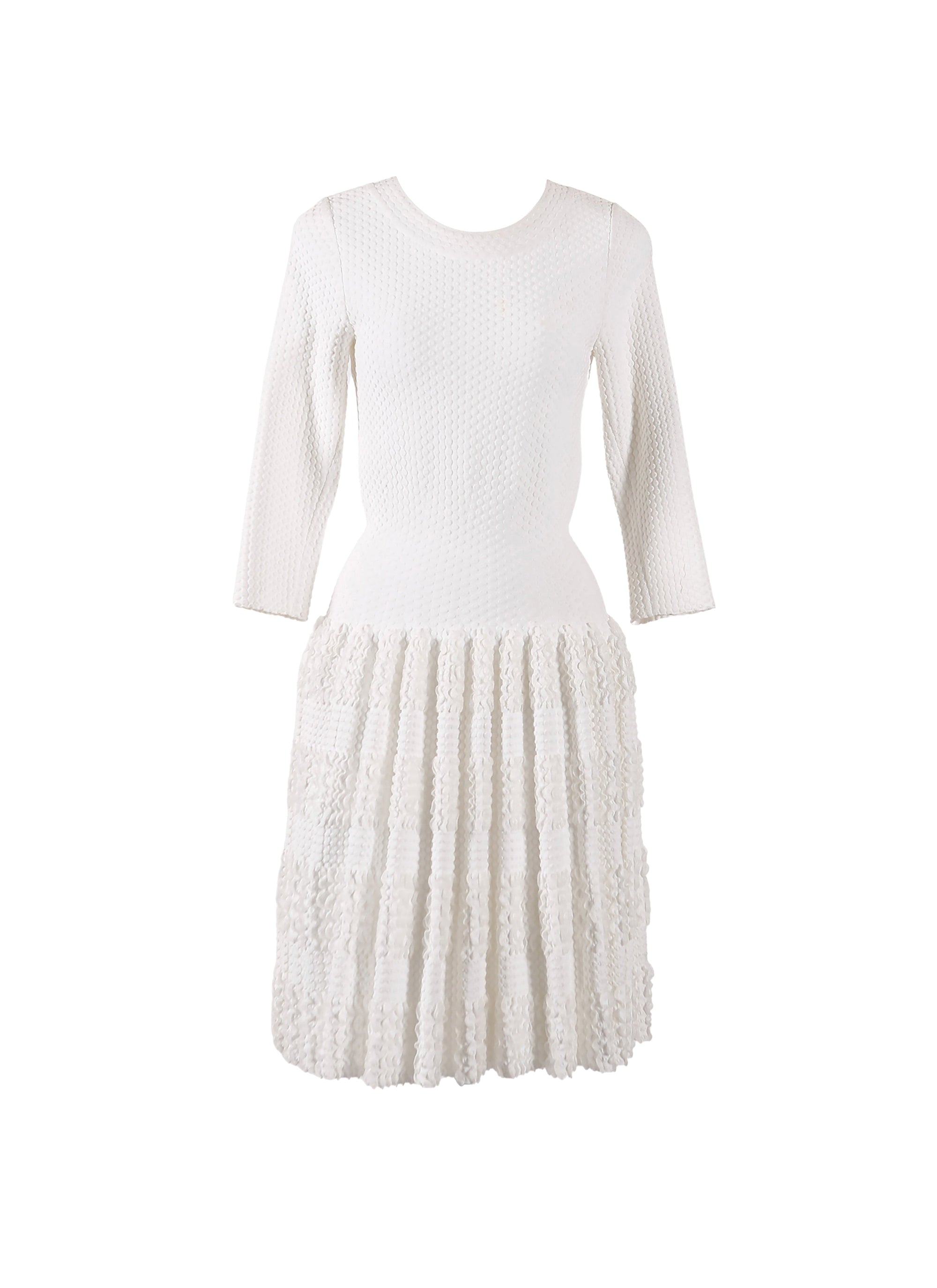 Robe à manches 3/4 Marquises en maille - Blanc